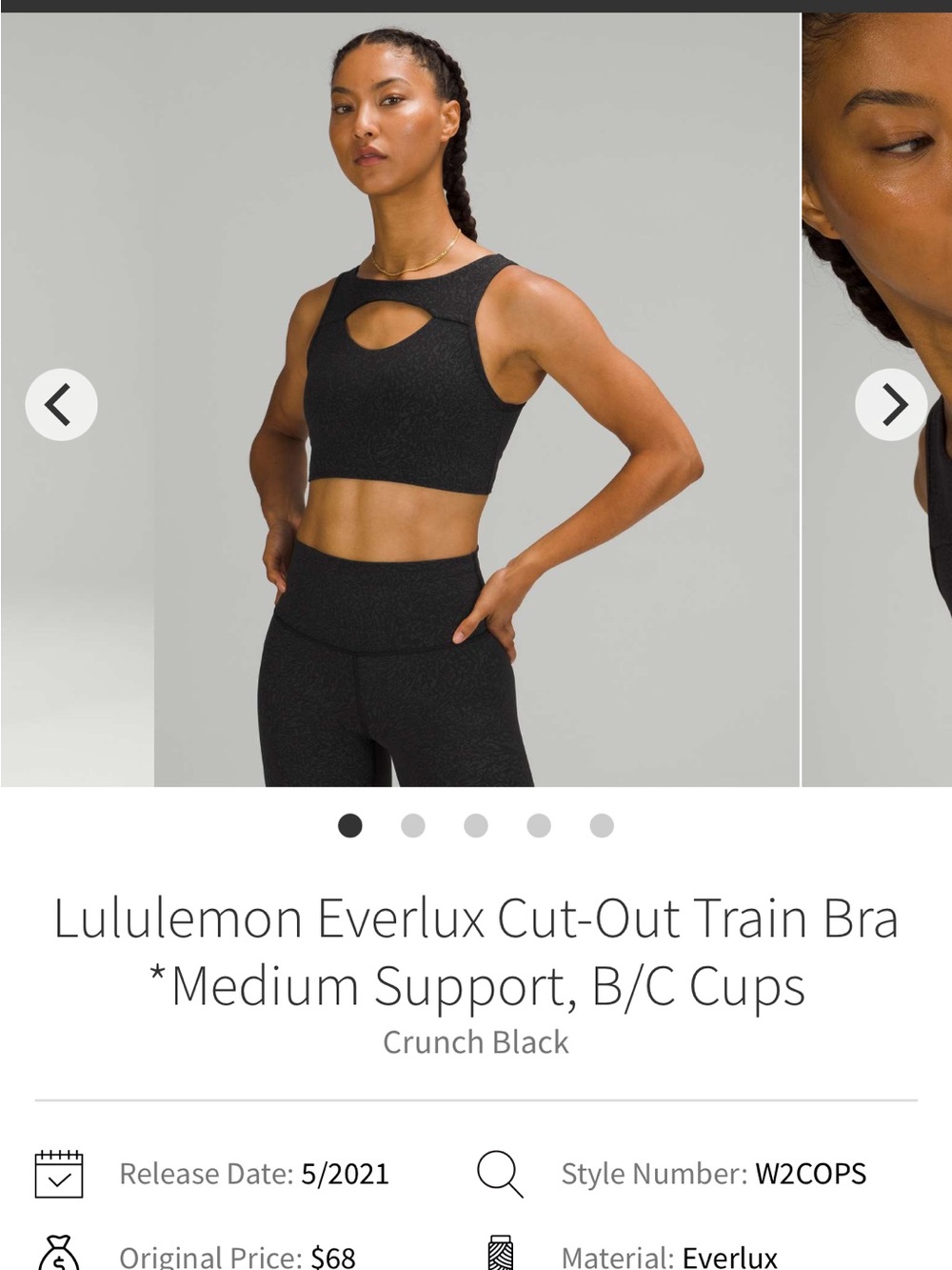 lululemon athletica Black Cut-Out Cropped Sports Bra